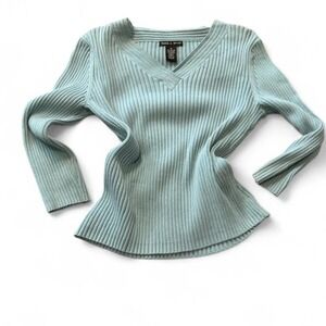 Y2K Deane & White Aqua Blue Ribbed Sweater